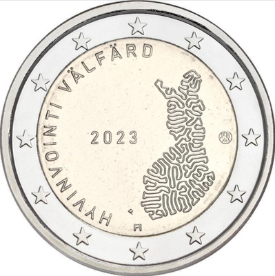 ** SUOMI 2€ 2023 Hyvinvointi UNC pillerissä **