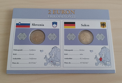 2€ 2013 Slovenia + Saksa Monetan erikois 2€-sarjaa UNC
