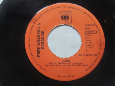 Pepe Willberg & Paradise: Aamu 7" single 1973