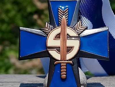 Suojeluskunta Sininen risti. Halkaisija - 41 mm. Siististi p
