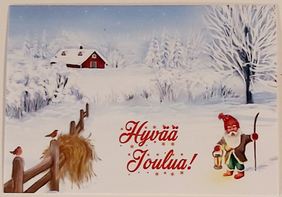 "Tonttu..talo taustalla"-UUSI JOULUKORTTI