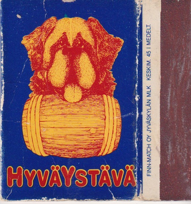 Hyvä Ystävä. koira, Tulitikkuetiketti.  e174