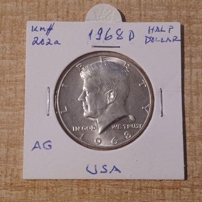 1/2 dollar 1968 D USA Hopea 400 KM# 202a KL 9. (K)