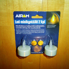 LED MINIKYNTTILÄ 2 KPL AIRAM * SISÄKÄYTTÖÖN, MUKANA PARISTOT - pikkukuva 1