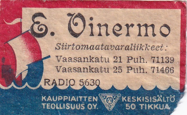 E. Vihermo, Vaasankatu 21. RADIO  5630,   s56