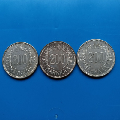 200 Markkaa hopeaa 1956, 1957 ja 1958