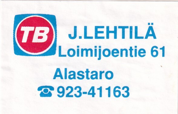 Alastaro. J. Lehtelä. TB, Tulitikkuetiketti.  e178