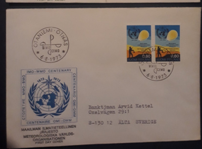 1973  WMO  FDC merkkiparilla