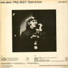 PAUL BLEY - OPEN, TO LOVE - LP - pikkukuva 2