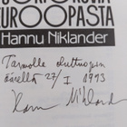 Hannu Niklander : Tuokiokuvia Euroopasta (signeerattu, te... - pikkukuva 3