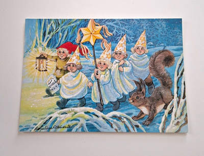 ML PITKÄRANTA "Lucia..tonttu ja orav"-KULKEMATON JOULUKORTTI