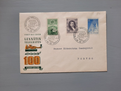 FDC Suomi 1955 Lennätin EL, teemakuori