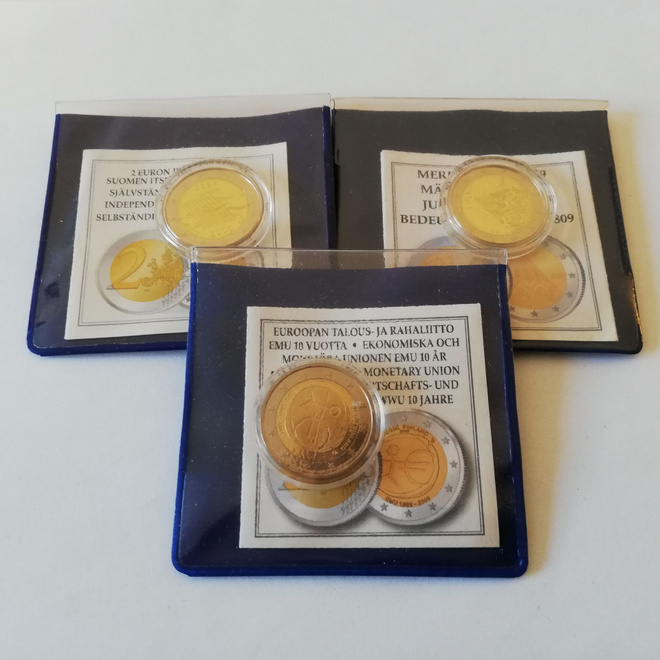 Suomi 2 € Proof Juhlarahat, 3 KPL