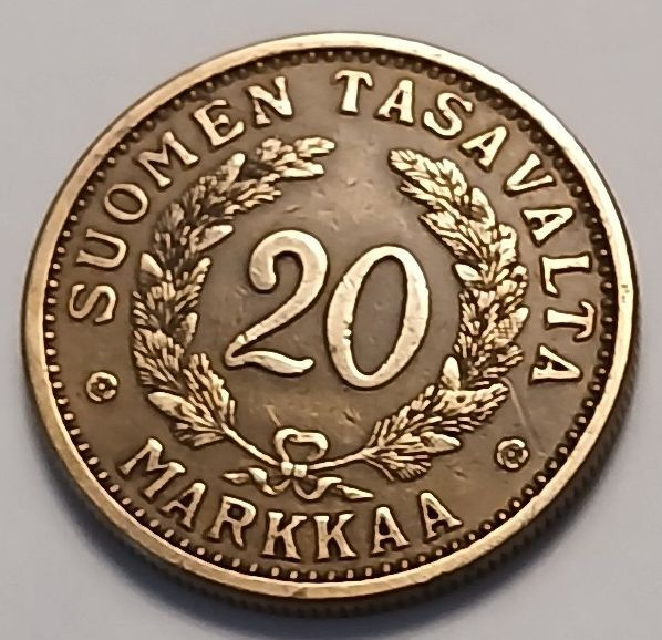 Alumiinipronssi 20 markka vuodelta 1939.
