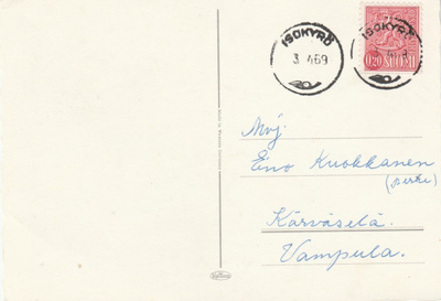 Postileima, ISOKYRÖ, leima vuodelta 1969