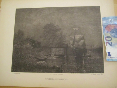VANHA Gravyyri Munsterhjelm Tammisaari 1886 Tilgmann ISO