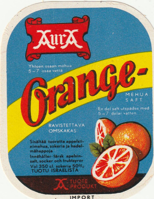 VANHA JUOMAETIKETTI - ORANGE (K11-S39)
