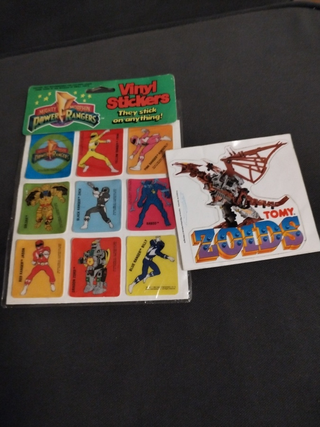 Power rangers ja Zoids vintage tarrat