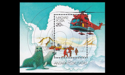 Unkari 3913BL190 ** 75v Etelämantereen tutkimusta (1987)