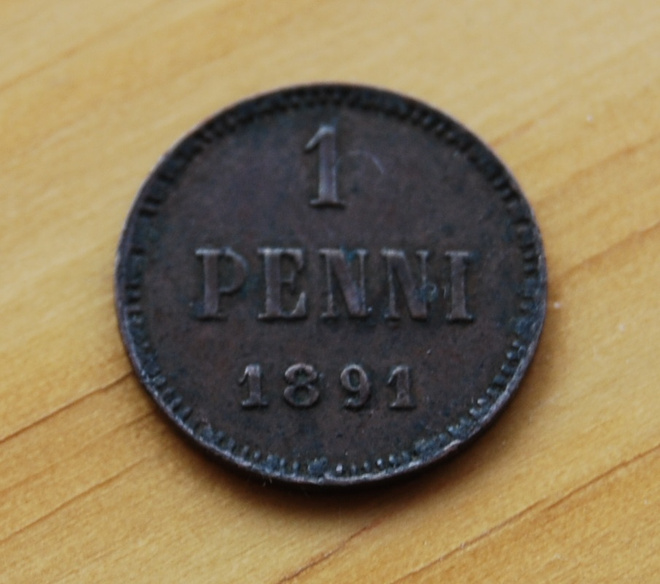 Suomi 1 penni (Aleksanteri III)  1891
