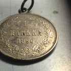 Hopearaha 1 Markka 1890 ja hopeaketju 825 ks.kuvat - pikkukuva 1