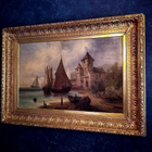Museotasoinen öljymaalaus ”Purjelaivat satamassa”, 1800-l. - pikkukuva 2