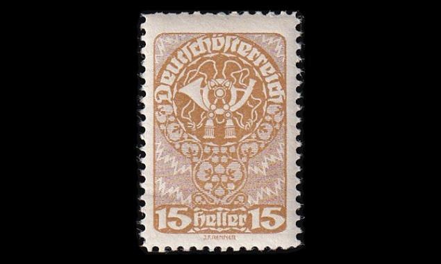 Itävalta 262x ** Käyttösarja 15 H postitorvi (1919)
