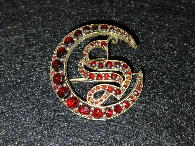 Vintage Granaatti kivi rintakoru rintaneula solki