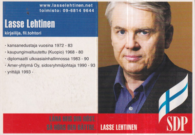 Lasse Lehtinen .SDP , Vaalimainos 2004, e85