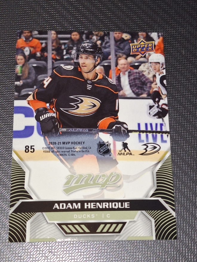 2020-21 Upper Deck MVP Puzzle Back #85 Adam Henrique/Elias P