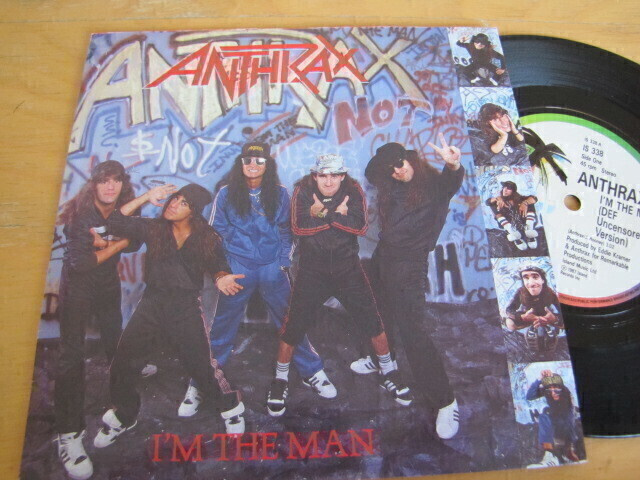 Anthrax I'm the man 7 45 UK 1987 paperietiketit