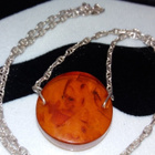 Vintage hopea kaulakoru Meripihka Amber riipus 925 - pikkukuva 4