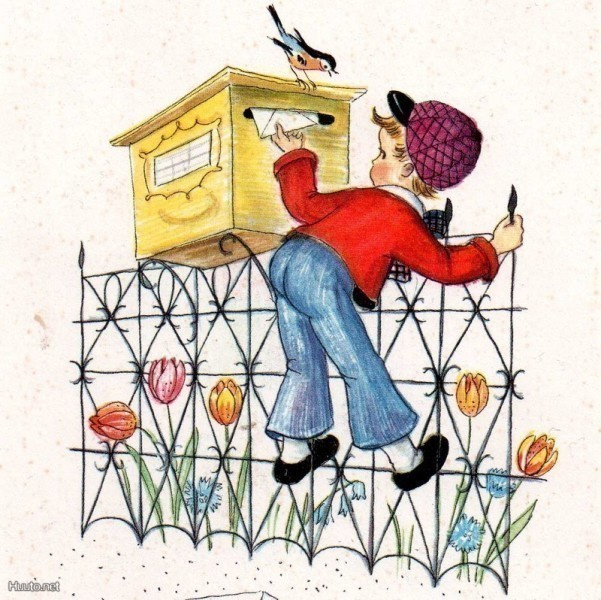 LAPSET / Poika vie kirjeen postilaatikkoon. 1960-l.