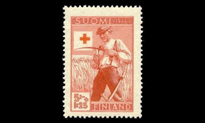 309 ** Punainen risti 5mk+1.25mk (1946)