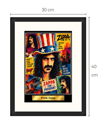 Uusi Frank Zappa art print kehystetty 30 cm x 40 cm