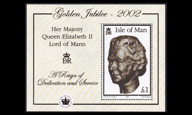 Mansaari 959BL44 ** Elizabeth II valtaistuimella 50v (2002)
