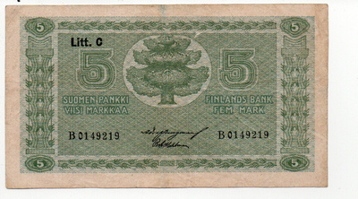 5 Markkaa 1922  Litt.C