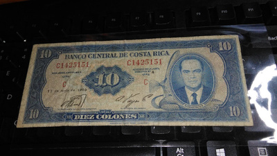 Costa Rica 10 colones 1969 F+