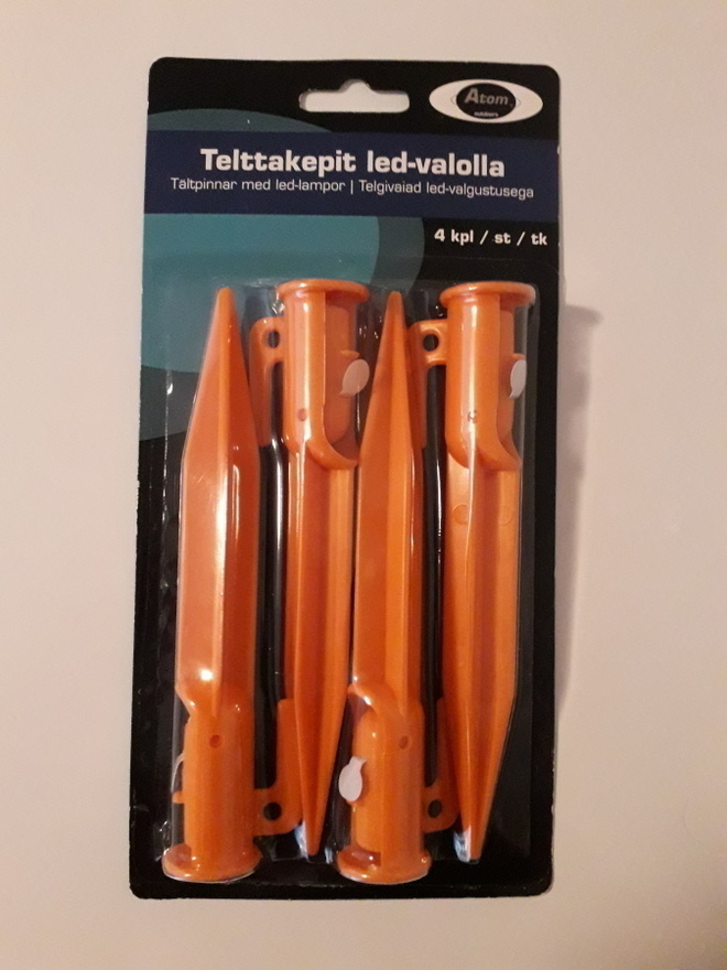 Telttakepit led-valolla, 4 kpl
