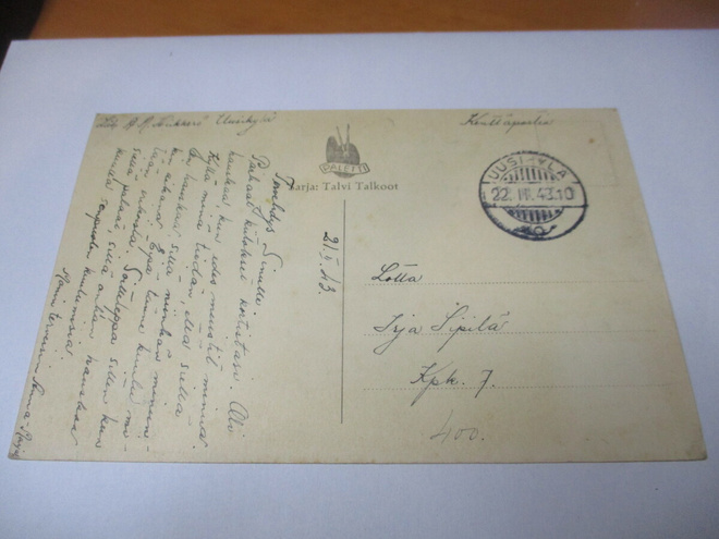 1943 Uusikylä kp kortti