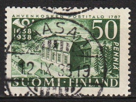 1938 50p Postin 300v juhlamerkki VAASA-loistolla