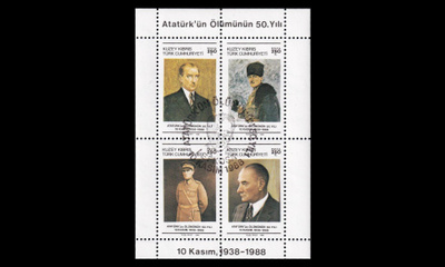 Turkki Kypros 241-4vb o Atatürkin kuolemasta 50v (1988)