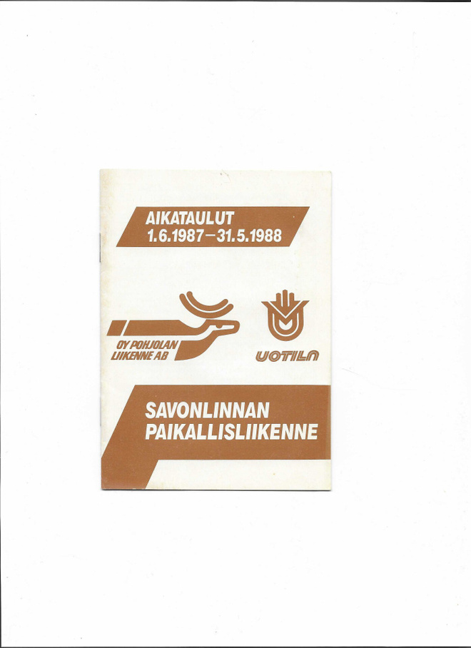 Aikataulut, Pohjolan Liikenne/Uotila, Savonlinna, 1987-88