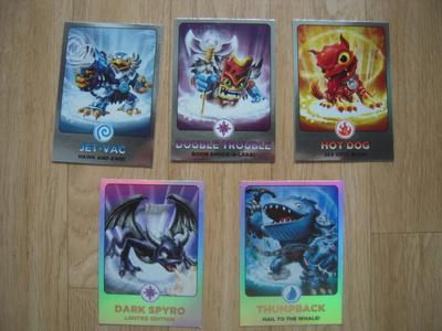 5kpl Skylanders Giants keräilykortteja