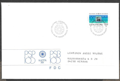 Postipankki 100v 1987 FDC  (LAPE 1006)