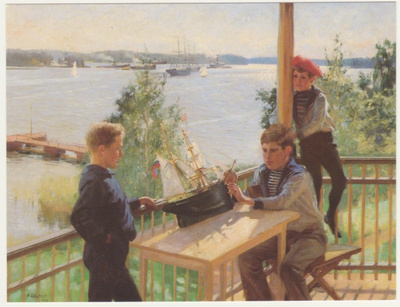 Albert Edelfelt : Eklöfin pojat Sjökullan kuistilla