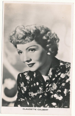Filmitähti CLAUDETTE  COLBERT - vanha kortti