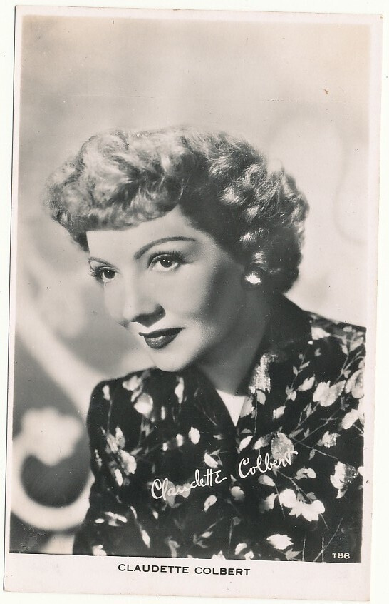 Filmitähti CLAUDETTE  COLBERT - vanha kortti