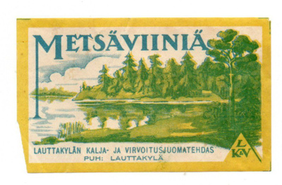 Lauttakylän Kalja-ja virvoitusjuomatehdas. Metsäviiniä. Etik