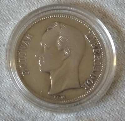 Silver coin 5 bolivar 1935